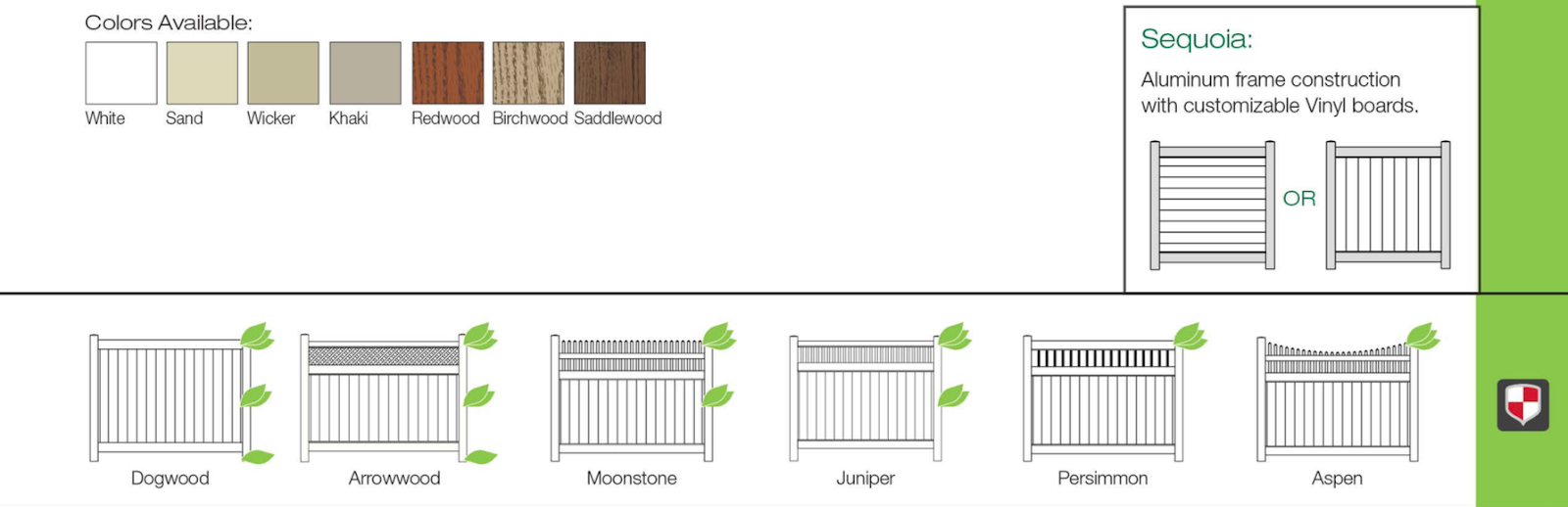 screen style fencing colors and types